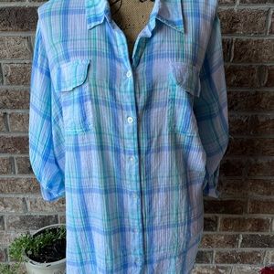 CROFT & BARROW PLAID BUTTON DOWN SHIRT